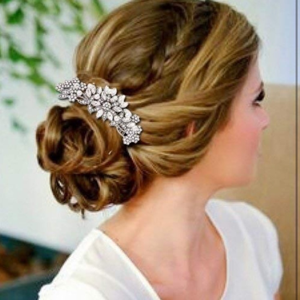 Vintage Crystal Simulated Pearl Bridal Hair Comb